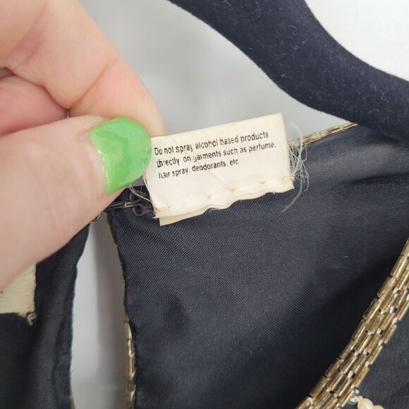 Crystal creations womens Large evening wear sequin beaded Vintage 80s glam silk - Picture 5 of 16